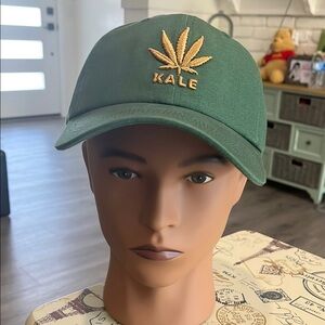 Green Cap with Gold Leaf Design